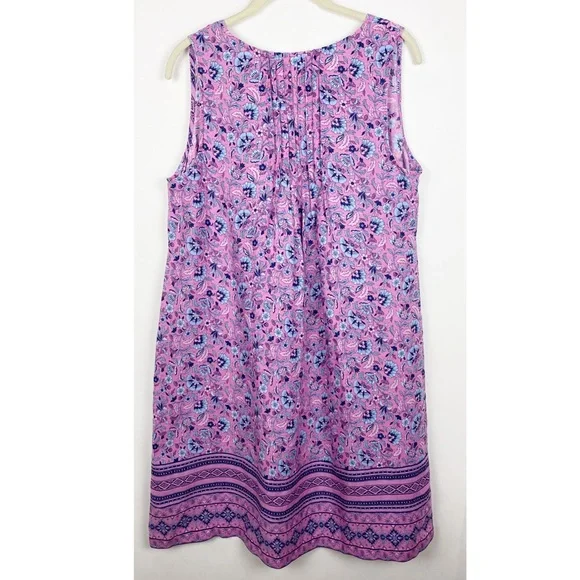 J Jill Love Linen Floral Split Neck Dress Pockets - Picture 3 of 7